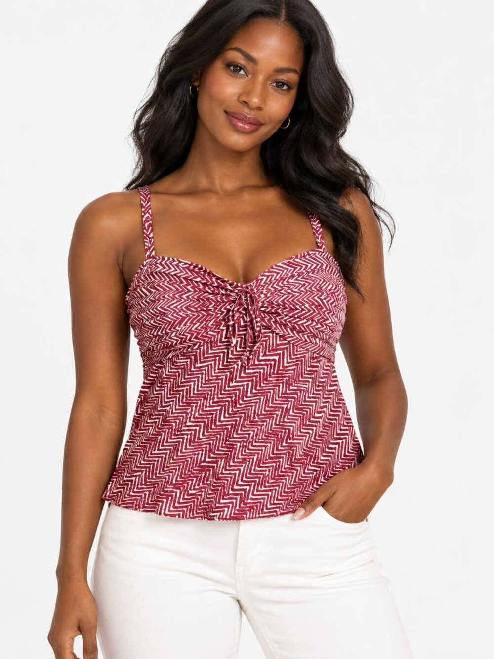 Ann Taylor Red & White Chevron Print Camisole Top – Size 12